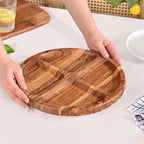 Sectioned Acacia Wood Lazy Susan Platter 30cm Nestasia