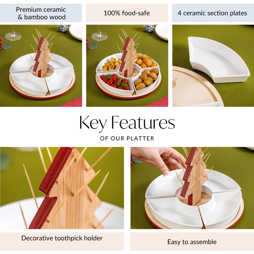 Sectioned Tree Platter Set Of 5 Nestasia