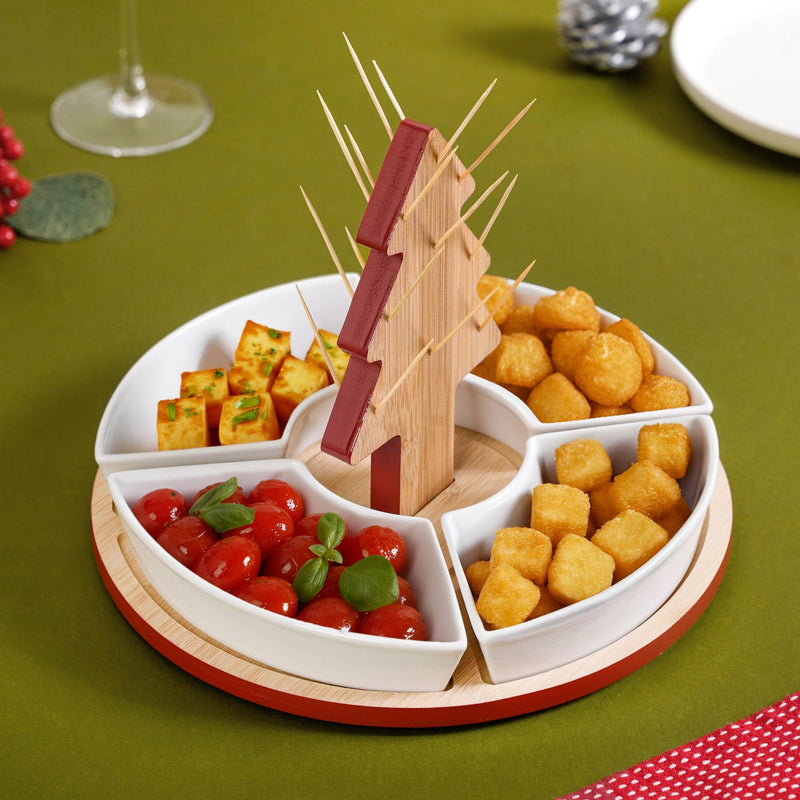 Sectioned Tree Platter Set Of 5 Nestasia