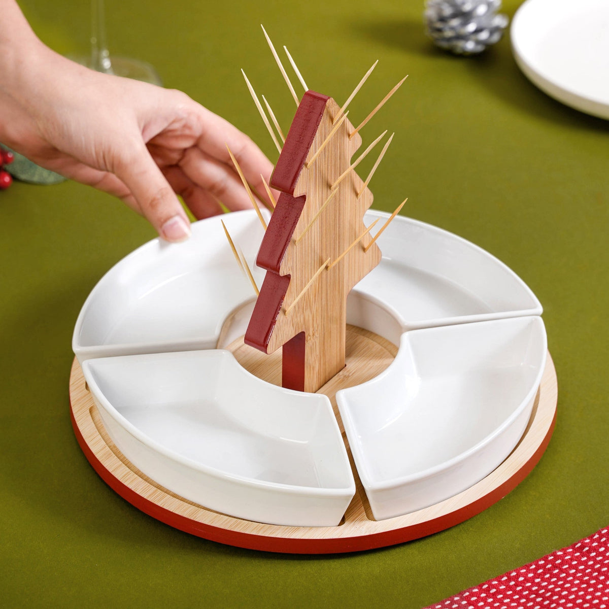 Sectioned Tree Platter Set Of 5 Nestasia