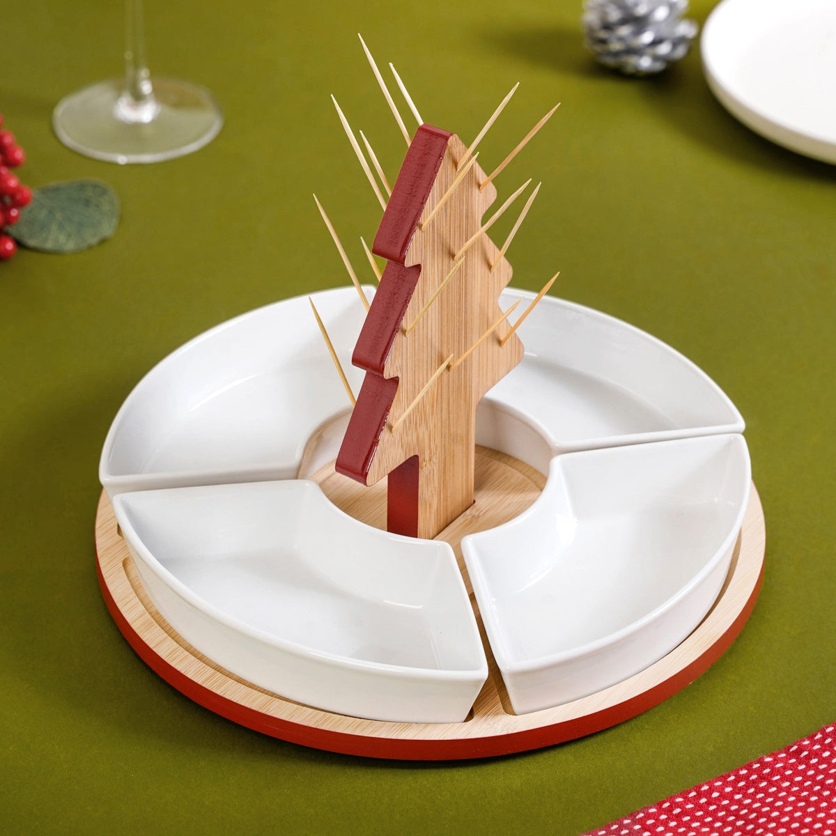 Sectioned Tree Platter Set Of 5 Nestasia