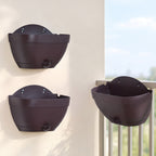Self Watering Mori Railing Planter Coffee Brown Set Of 3 Nestasia