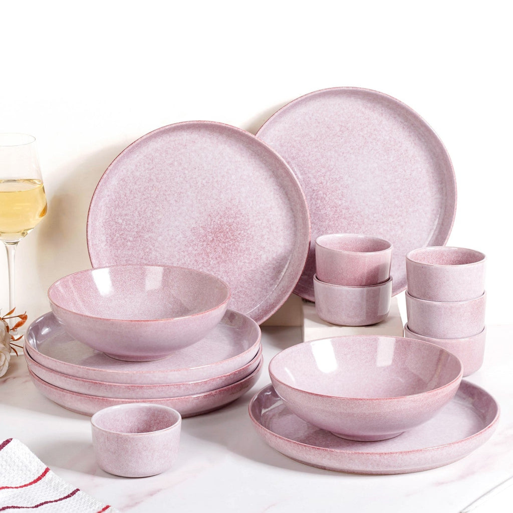 Sera Pink 14 Piece Minimalistic Dinner Set For 6 Nestasia