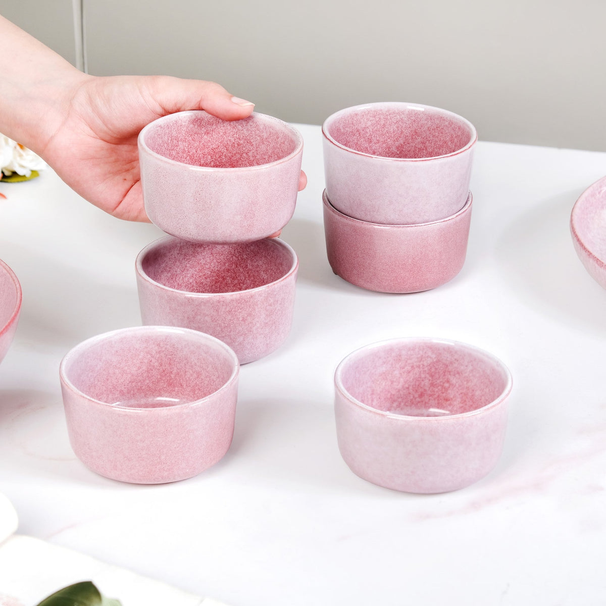 Sera Pink 14 Piece Minimalistic Dinner Set For 6 Nestasia