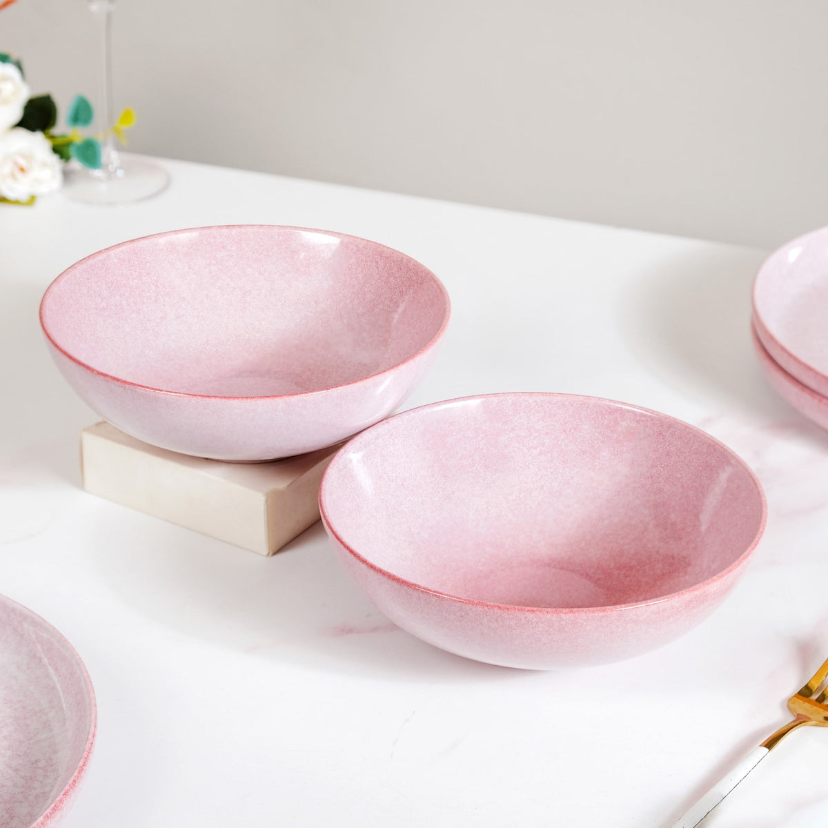 Sera Pink 14 Piece Minimalistic Dinner Set For 6 Nestasia