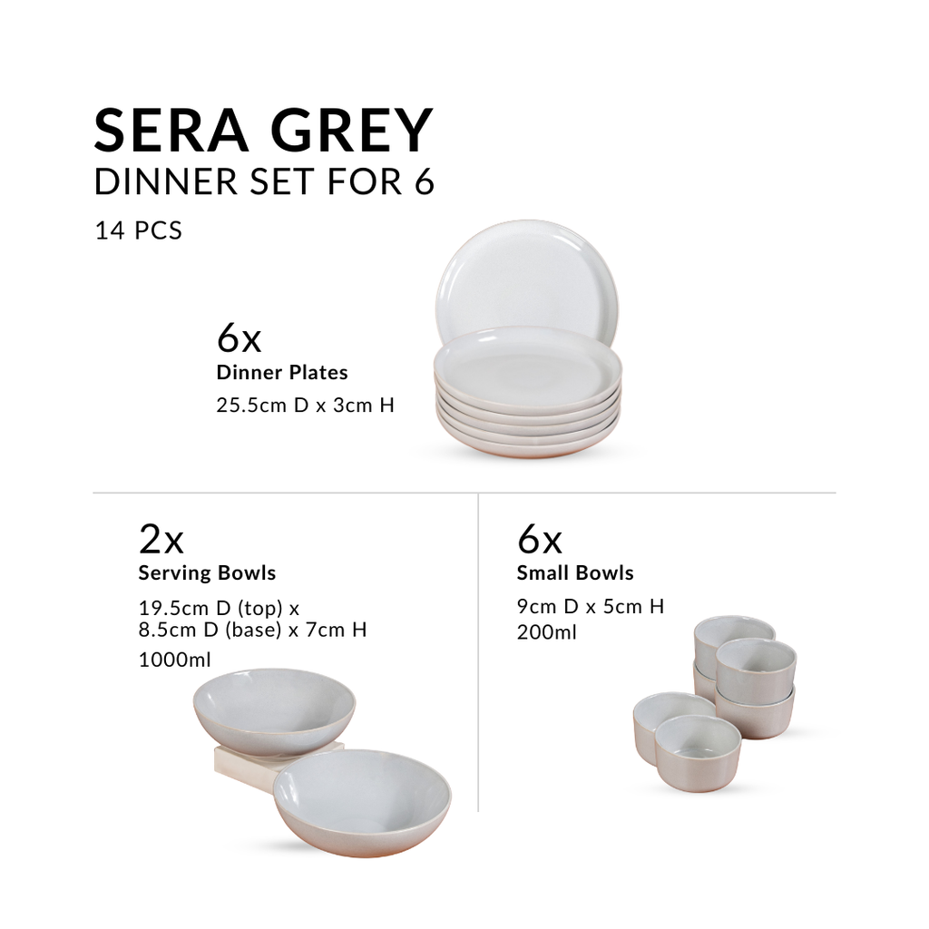 Sera Grey 14 Piece Dinnerware Set For 6 Nestasia