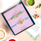 Serene Kundan Blue Rakhi Bracelet Gift Set Nestasia