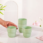 Serene Sage Stackable Ceramic Cup Set Of 4 280ml Nestasia