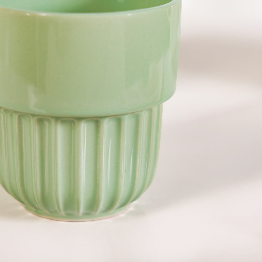 Serene Sage Stackable Ceramic Cup Set Of 4 280ml Nestasia