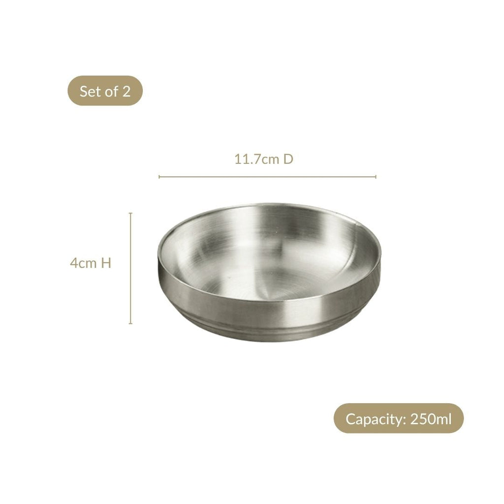 Snack Bowl Matte Double Wall Stainless Steel Set Of 2 250ml Nestasia