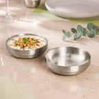 Snack Bowl Matte Double Wall Stainless Steel Set Of 2 250ml Nestasia