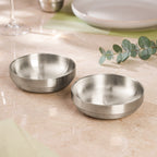 Snack Bowl Matte Double Wall Stainless Steel Set Of 2 250ml Nestasia