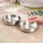 Snack Bowl Matte Double Wall Stainless Steel Set Of 2 250ml Nestasia