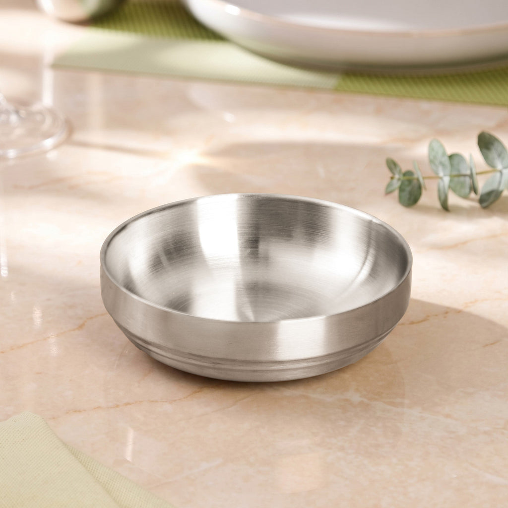 Snack Bowl Matte Double Wall Stainless Steel Set Of 2 250ml Nestasia