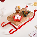 Wooden Sleigh Table Riser Serving Platter Nestasia