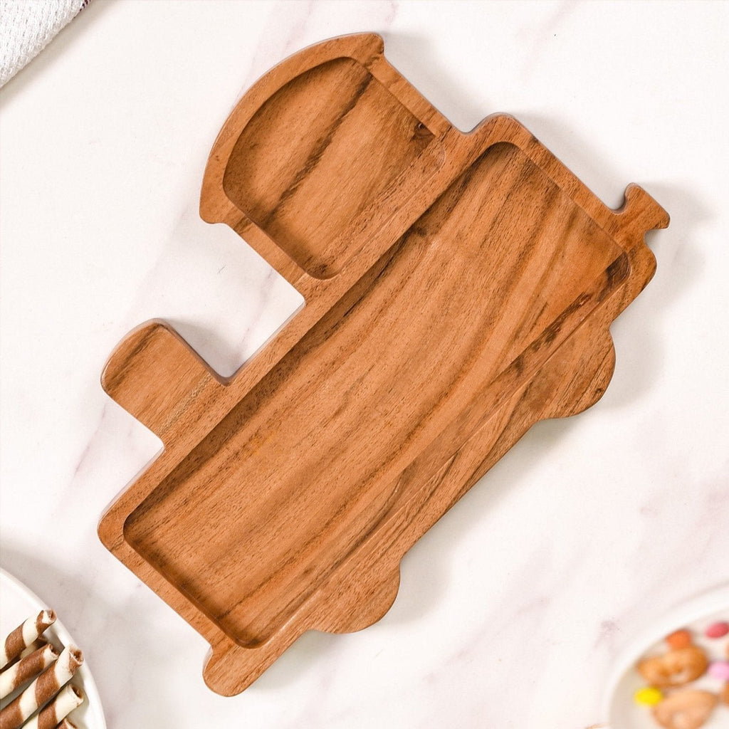 Toy Train Wooden Serving Platter 11 Inch Nestasia
