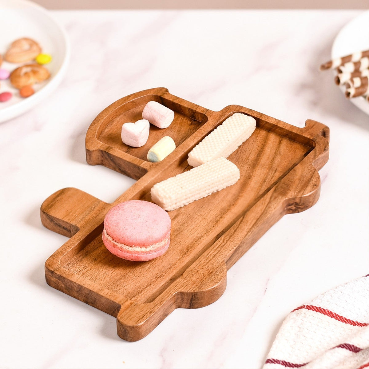 Toy Train Wooden Serving Platter 11 Inch Nestasia