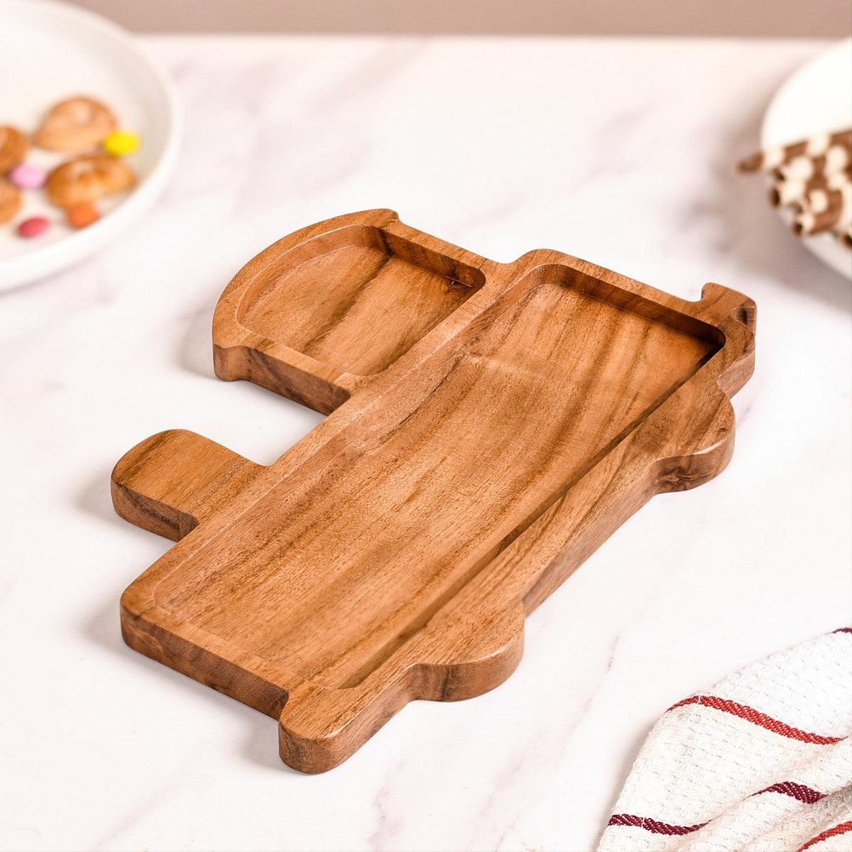 Toy Train Wooden Serving Platter 11 Inch Nestasia