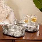 Decorative Oval Tray Silver Small Nestasia