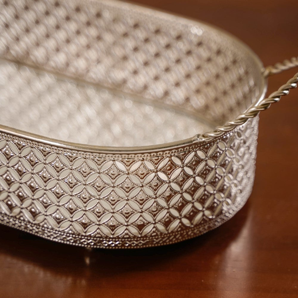 Decorative Oval Tray Silver Small Nestasia