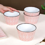 Set Of 4 Ceramic Baroque Serving Bowl Pink 650ml Nestasia