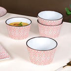 Set Of 4 Ceramic Baroque Serving Bowl Pink 650ml Nestasia