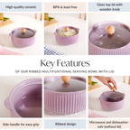 Ribbed Multifunctional Serving Bowl With Lid 950ml Nestasia