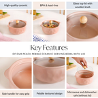Peach Pebble Ceramic Serving Bowl With Lid 950ml Nestasia