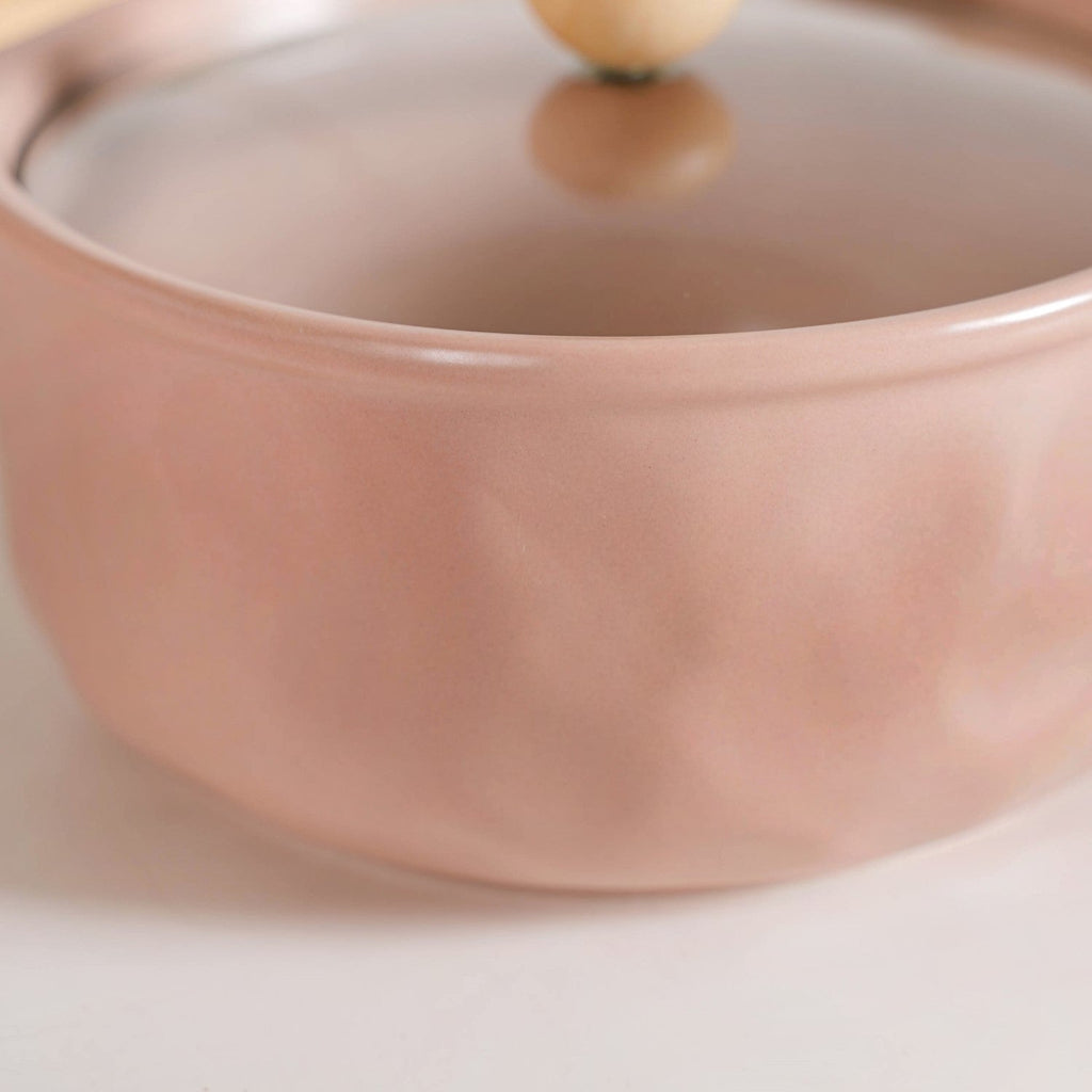 Peach Pebble Ceramic Serving Bowl With Lid 950ml Nestasia