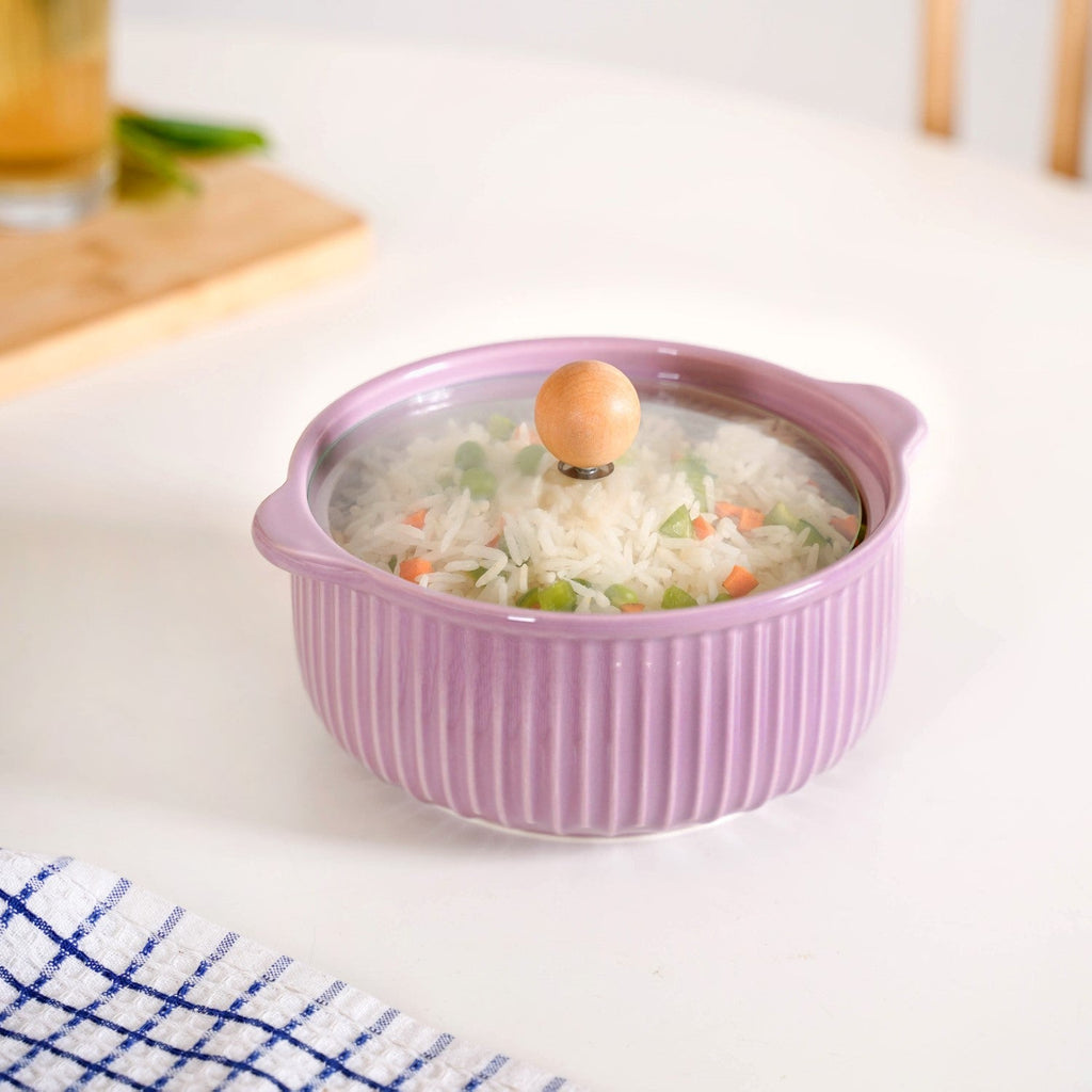 Ribbed Multifunctional Serving Bowl With Lid 950ml Nestasia