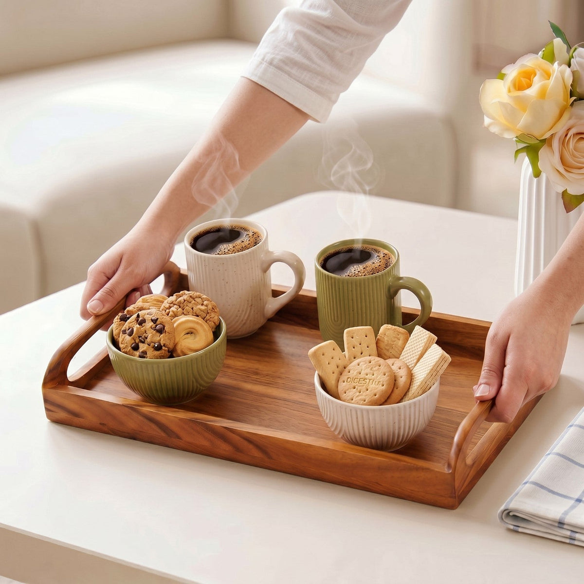 Coffee Table Tray With Handles 36x22cm Nestasia