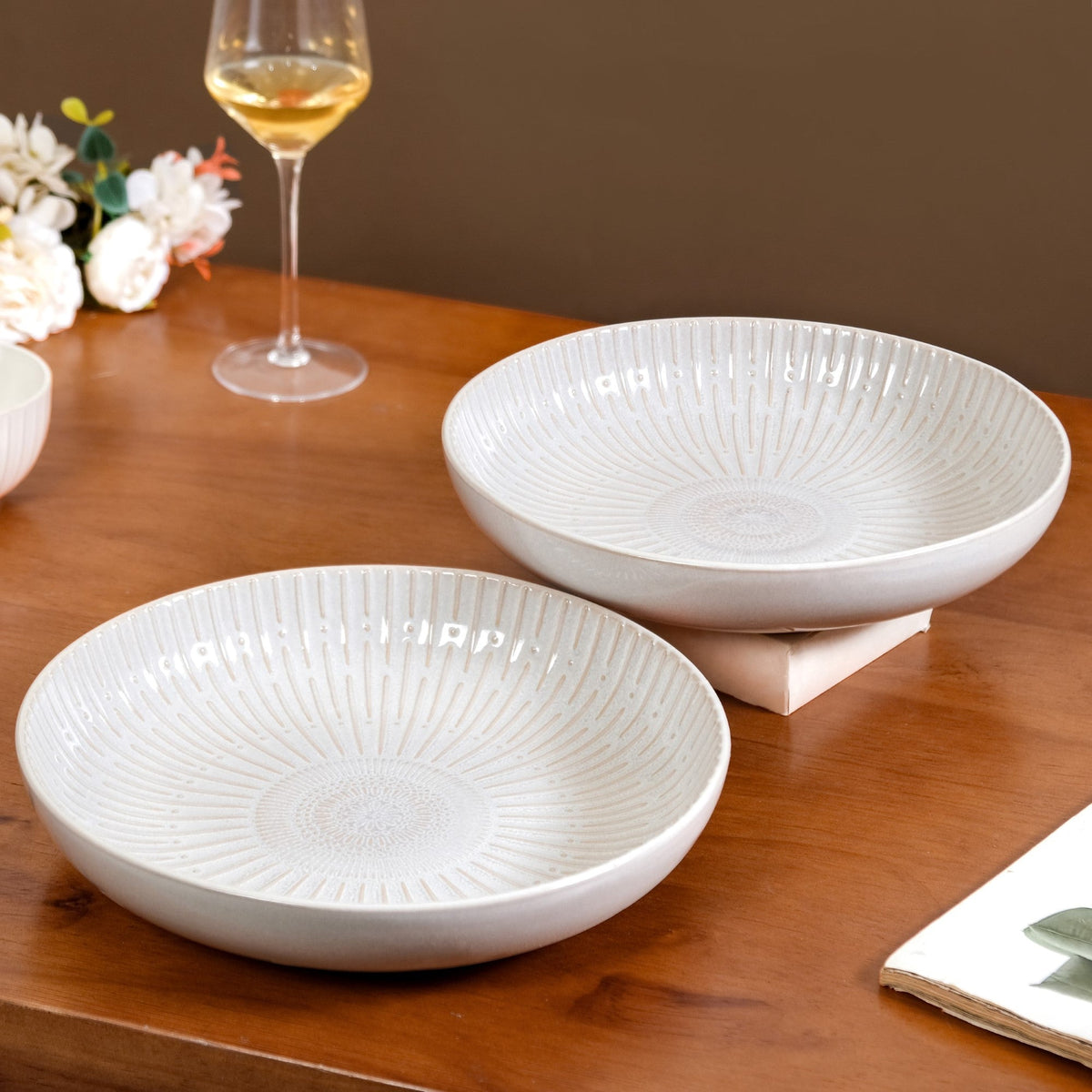 Set Of 2 Chic Ceramic Large Buddha Bowls 1800ml Nestasia