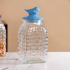 Bird Glass Jar With Blue Ceramic Lid Set Of 2 1500ml Nestasia