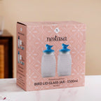Set Of 2 Glass Storage Container with Ceramic Bird Lid 1500ml Nestasia