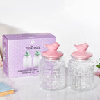 Set Of 2 Pink Bird Ceramic Lid Glass Storage Jar 1000ml Nestasia
