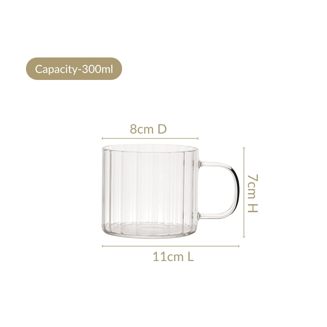 Set Of 2 Premium Borosilicate Ribbed Cups 300ml Nestasia
