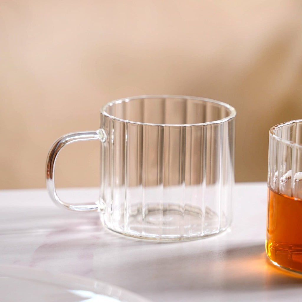 Set Of 2 Premium Borosilicate Ribbed Cups 300ml Nestasia
