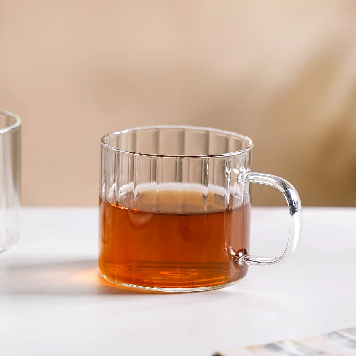 Set Of 2 Premium Borosilicate Ribbed Cups 300ml Nestasia