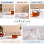 Set Of 2 Premium Borosilicate Ribbed Cups 300ml Nestasia