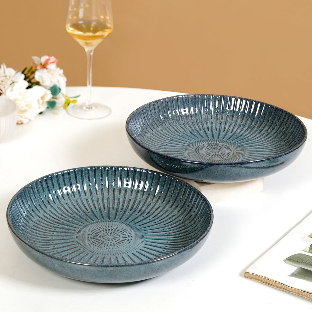 Set Of 2 Spiral Design Large Serving Dishes 1800ml Nestasia