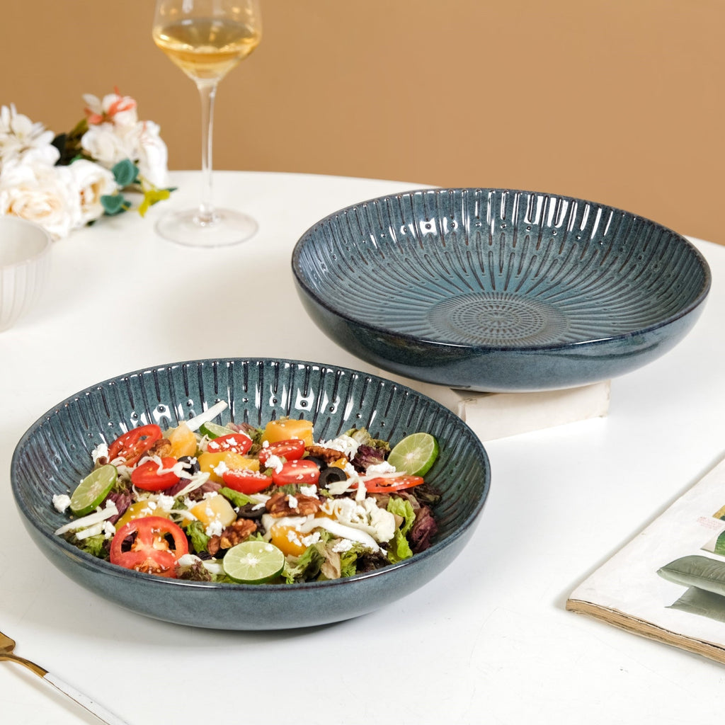 Set Of 2 Spiral Design Large Serving Dishes 1800ml Nestasia