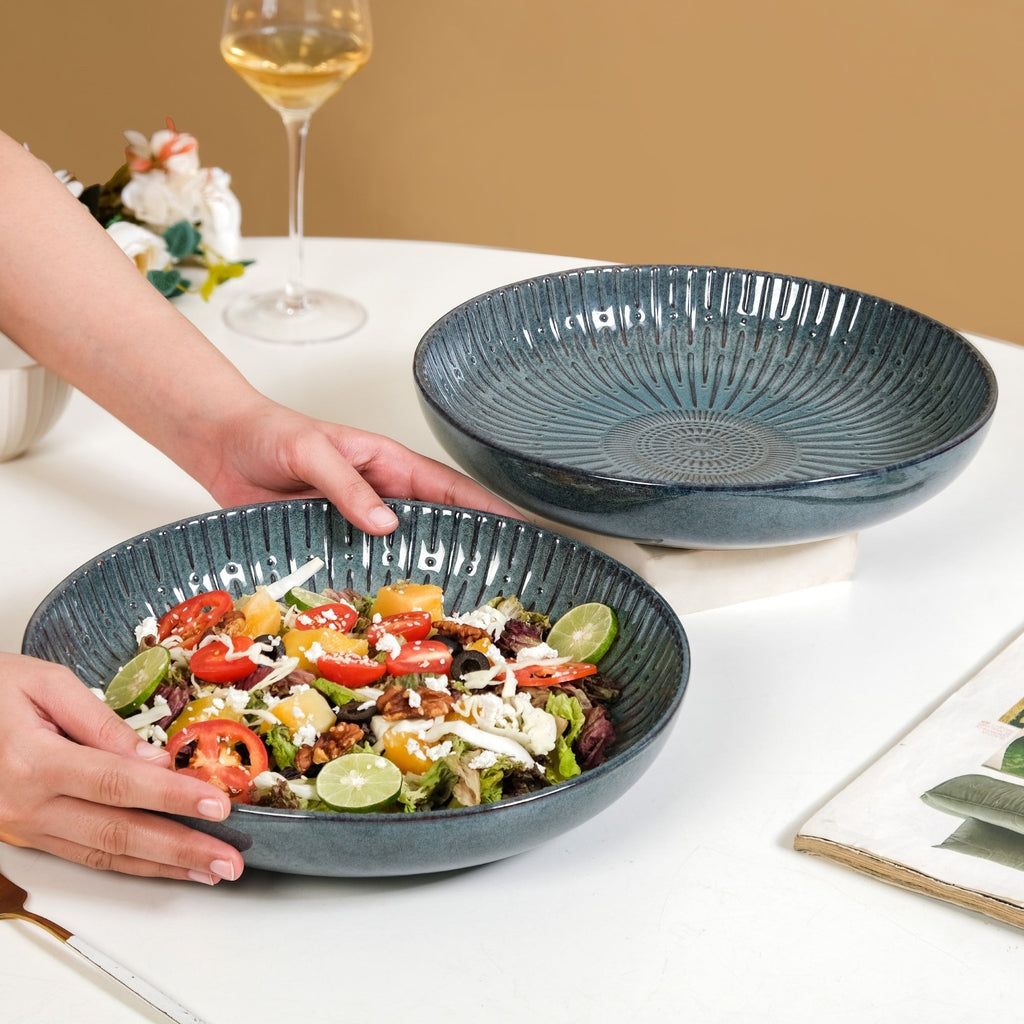 Set Of 2 Spiral Design Large Serving Dishes 1800ml Nestasia