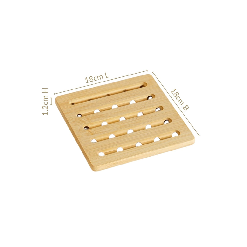 Set Of 3 Bamboo Wood Square Trivet Nestasia