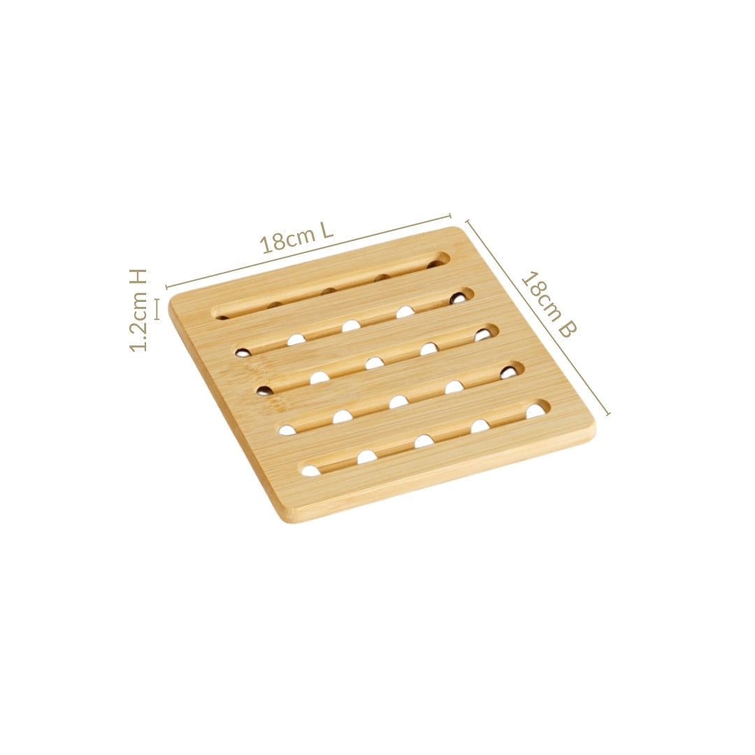 Set Of 3 Bamboo Wood Square Trivet Nestasia