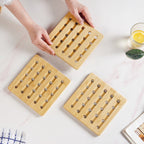Set Of 3 Bamboo Wood Square Trivet Nestasia