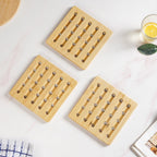 Set Of 3 Bamboo Wood Square Trivet Nestasia