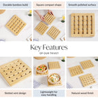 Set Of 3 Bamboo Wood Square Trivet Nestasia