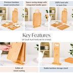 Set Of 4 Bamboo Platters With Stand Nestasia