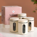 Set Of 4 Glass Storage Canister With Viewing Window 1200ml Nestasia
