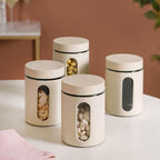 Set Of 4 Glass Storage Canister With Viewing Window 1200ml Nestasia